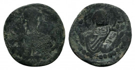 ANONYMOUS FOLLES. Class G. Attributed to Romanus IV (1068-1071). Constantinople.Ae.

Obv: IC - XC.
Facing bust of Christ Pantokrator.
Rev: MHP - ΘV.
F...