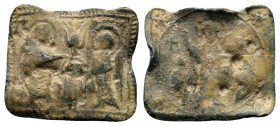 BYZANTINE SEAL.Confronted saints, nimbate. / St. Michael standing facing.


Condition: Fine

Weight: 4.3 gr
Diameter: 22 mm