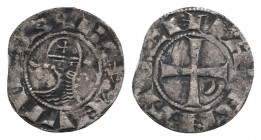 CRUSADERS. Antioch. Bohemund IV (1201-1233). Denier.

Obv: + BOAMVNDVS.
Helmeted and mailed bust left, flanked by crescent and star.
Rev: + ANTIOCHIA....
