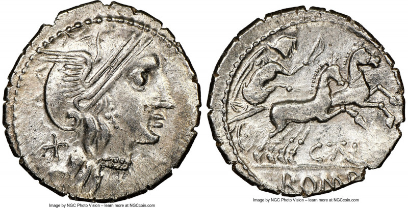 DANUBE REGION. Geto-Dacian Tribes. Imitative Roman Republican AR denarius (20mm,...