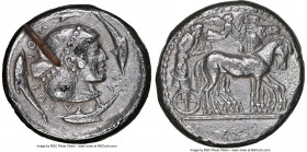 SICILY. Syracuse. Deinomenid Tyranny, Hieron I (ca. 475-470 BC). AR tetradrachm (25mm, 1h). NGC VF, test cut. Charioteer driving walking quadriga righ...