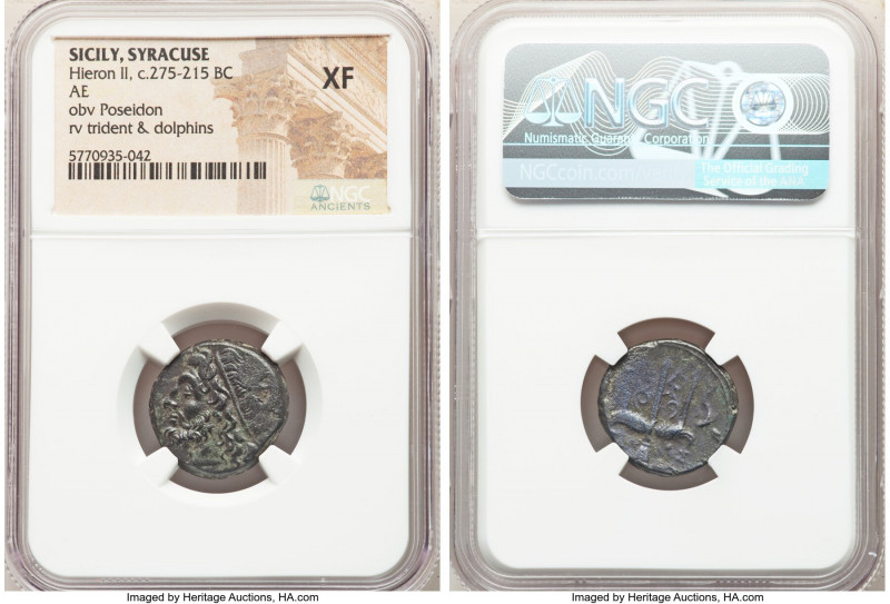 SICILY. Syracuse. Hieron II (ca. 275-215 BC). AE litra (19mm, 1h). NGC XF. Head ...