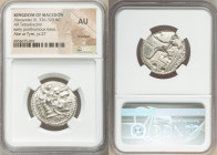 MACEDONIAN KINGDOM. Alexander III the Great (336-323 BC). AR tetradrachm (25mm, 8h). NGC AU, brushed. Posthumous issue of Ake or Tyre, dated Regnal Ye...