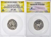 MACEDONIAN KINGDOM. Alexander III the Great (336-323 BC). AR tetradrachm (25mm, 1h). ANACS VF 25. Lifetime or early posthumous issue of Paphos, ca. 32...