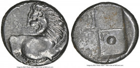THRACE. Chersonesus. Ca. 4th century BC. AR hemidrachm (14mm). NGC Choice AU. Forepart of lion right, head reverted / Quadripartite incuse square, gra...