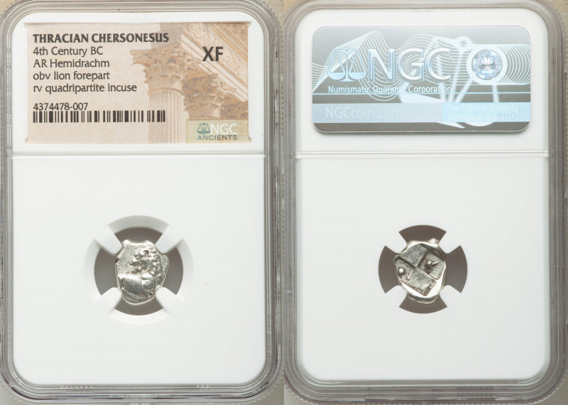 THRACE. Chersonesus. Ca. 4th century BC. AR hemidrachm (14mm). NGC XF. Persic st...