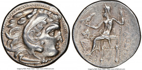 THRACIAN KINGDOM. Lysimachus (305-281 BC). AR drachm (18mm, 4.45 gm, 8h). NGC AU 5/5 - 5/5. Posthumous Alexander type issue of Thrace, Colophon, ca. 3...