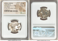 ATTICA. Athens. Ca. 440-404 BC. AR tetradrachm (25mm, 17.22 gm, 4h). NGC Choice AU 5/5 - 5/5. Mid-mass coinage issue. Head of Athena right, wearing ea...