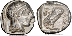 ATTICA. Athens. Ca. 440-404 BC. AR tetradrachm (25mm, 17.19 gm, 11h). NGC Choice AU 5/5 - 4/5. Mid-mass coinage issue. Head of Athena right, wearing e...