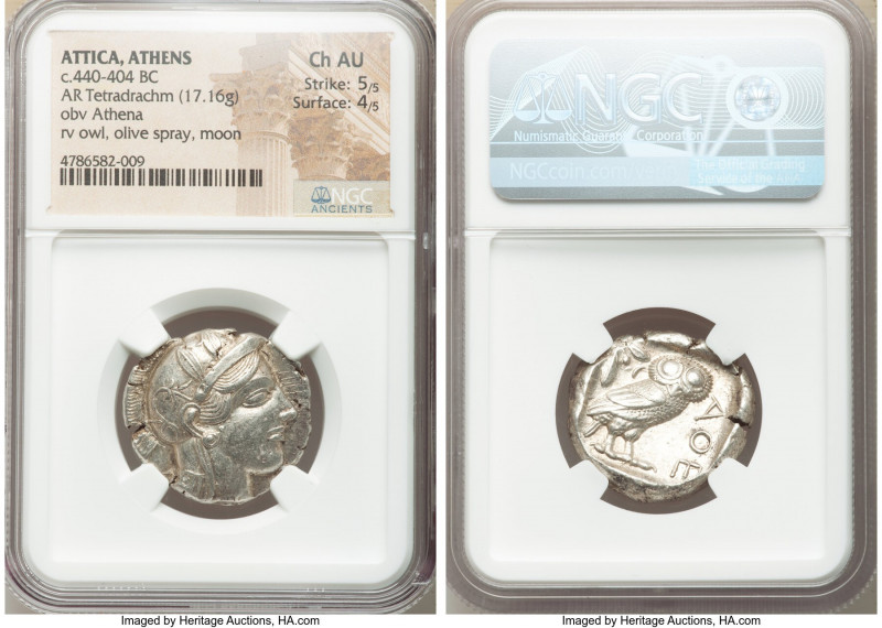 ATTICA. Athens. Ca. 440-404 BC. AR tetradrachm (26mm, 17.16 gm, 1h). NGC Choice ...