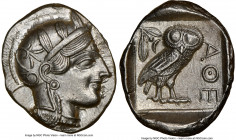 ATTICA. Athens. Ca. 440-404 BC. AR tetradrachm (27mm, 17.19 gm, 6h). NGC Choice AU 5/5 - 4/5, brushed. Mid-mass coinage issue. Head of Athena right, w...