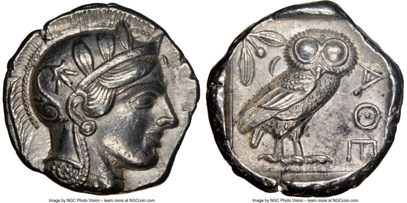 ATTICA. Athens. Ca. 440-404 BC. AR tetradrachm (25mm, 17.18 gm, 7h). NGC AU 5/5 ...