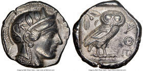 ATTICA. Athens. Ca. 440-404 BC. AR tetradrachm (25mm, 17.18 gm, 7h). NGC AU 5/5 - 4/5. Mid-mass coinage issue. Head of Athena right, wearing earring, ...
