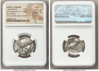 ATTICA. Athens. Ca. 440-404 BC. AR tetradrachm (23mm, 17.18 gm, 1h). NGC AU 4/5 - 4/5. Mid-mass coinage issue. Head of Athena right, wearing earring, ...