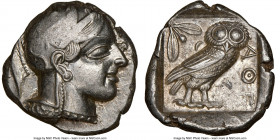 ATTICA. Athens. Ca. 440-404 BC. AR tetradrachm (25mm, 17.18 gm, 8h). NGC AU 2/5 - 4/5. Mid-mass coinage issue. Head of Athena right, wearing earring, ...