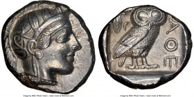 ATTICA. Athens. Ca. 440-404 BC. AR tetradrachm (23mm, 17.20 gm, 5h). NGC Choice XF 4/5 - 4/5. Mid-mass coinage issue. Head of Athena right, wearing ea...