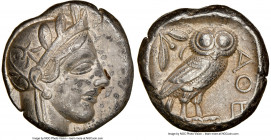 ATTICA. Athens. Ca. 440-404 BC. AR tetradrachm (24mm, 17.17 gm, 1h). NGC Choice XF 5/5 - 2/5. Mid-mass coinage issue. Head of Athena right, wearing ea...