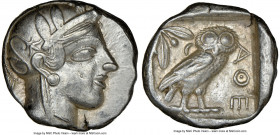 ATTICA. Athens. Ca. 440-404 BC. AR tetradrachm (24mm, 17.16 gm, 5h). NGC XF 5/5 - 4/5. Mid-mass coinage issue. Head of Athena right, wearing earring, ...