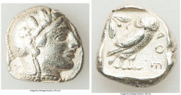 ATTICA. Athens. Ca. 440-404 BC. AR tetradrachm (25mm, 17.15 gm, 8h). VF. Mid-mass coinage issue. Head of Athena right, wearing earring, necklace, and ...