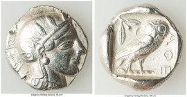 ATTICA. Athens. Ca. 440-404 BC. AR tetradrachm (25mm, 17.06 gm, 6h). XF, edge cuts. Mid-mass coinage issue. Head of Athena right, wearing earring, nec...