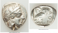 ATTICA. Athens. Ca. 440-404 BC. AR tetradrachm (26mm, 17.15 gm, 3h). XF, test cut. Mid-mass coinage issue. Head of Athena right, wearing crested Attic...