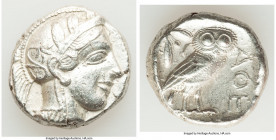 ATTICA. Athens. Ca. 440-404 BC. AR tetradrachm (24mm, 17.15 gm, 7h). Choice VF, marks. Mid-mass coinage issue. Head of Athena right, wearing crested A...