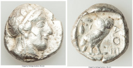 ATTICA. Athens. Ca. 440-404 BC. AR tetradrachm (25mm, 17.15 gm, 5h). Fine, marks. Mid-mass coinage issue. Head of Athena right, wearing crested Attic ...