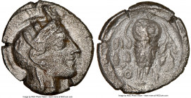ATTICA. Athens. Ca. 440-404 BC. AR triobol or hemidrachm (13mm, 5h). NGC Choice VF. Head of Athena right, wearing crested Attic helmet ornamented with...