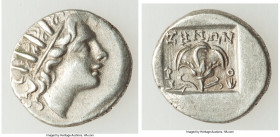 CARIAN ISLANDS. Rhodes. Ca. 88-84 BC. AR drachm (15mm, 2.50 gm, 12h). XF. Plinthophoric standard, Zenon, magistrate. Radiate head of Helios right / ZH...