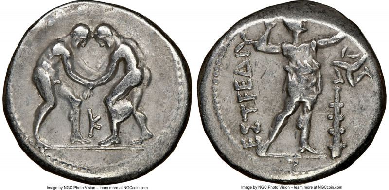 PAMPHYLIA. Aspendus. Ca. 325-250 BC. AR stater (23mm, 12h). NGC VF. Two wrestler...