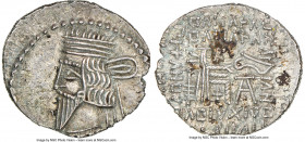 PARTHIAN KINGDOM. Pacorus I (ca. AD 78-120). AR drachm (20mm, 12h). NGC Choice AU, die shift. Ecbatana. Bust of Pacorus left with long pointed beard, ...