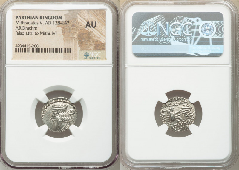 PARTHIAN KINGDOM. Mithradates V (AD 128-147). AR drachm (18mm, 12h). NGC AU. Ecb...