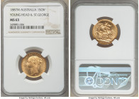 Victoria gold "Young Head/St. George" Sovereign 1887-M MS63 NGC, Melbourne mint, KM6. Scarce date. 

HID09801242017

© 2020 Heritage Auctions | Al...