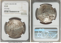 Philip IV Cob 8 Reales 1664 P-E XF40 NGC, Potosi mint, KM21. 37mm. 27.01gm. 

HID09801242017

© 2020 Heritage Auctions | All Rights Reserved