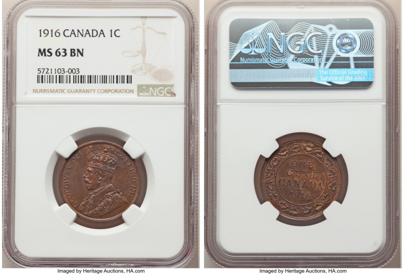 George V 3-Piece Lot of Certified Assorted Cents NGC, 1) Cent 1916 - MS63 Brown ...