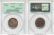 Edward VII Specimen 25 Cents 1908 SP64 PCGS, Ottawa mint, KM11. Lilac tinted gray and marigold toning. Ex. Norweb Collection

HID09801242017

© 20...