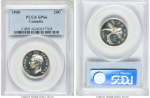 George VI Specimen 25 Cents 1950 SP66 PCGS, Royal Canadian mint, KM44. Mirrored fields with contrasting devices. 

HID09801242017

© 2020 Heritage...