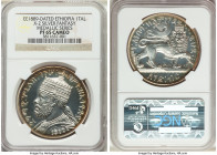 Menelik II silver Proof Fantasy Talari (Birr) EE 1889-Dated (1897) PR65 Cameo NGC, KM-X2. Reportedly struck by Pinches for Geoffrey Hearn in the 1950s...