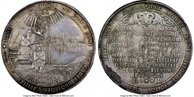 Harz Baptismal Taler 1703-RB AU58 NGC, Zellerfeld mint, Dav-LS2935, Knyphausen-7295. An always popular 'Tauftaler' highly coveted for its intricate an...