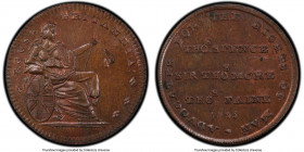 Middlesex. Spence's copper Farthing Token 1795 MS64 Brown PCGS, D&H-1113. ROUSE BRITANNIA Britannia seated right with spear and shield / ADVOCATES FOR...