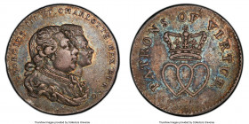 Middlesex. National Series silver Farthing Token ND (c.1790) XF45 PCGS, D&H-1137. GEORGIUS III ET CHARLOTTE REX ET REG Their conjoined busts right / P...
