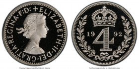 Elizabeth II 4-Piece Certified Prooflike Maundy Set 1992 PCGS, 1) Penny - PL68, KM898 2) 2 Pence - PL67, KM899 3) 3 Pence - PL68, KM901 4) 4 Pence - P...