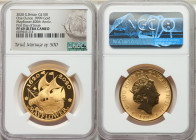 Elizabeth II gold Proof "Mayflower 400th Anniversary" 100 Pounds (1 oz) 2020 PR69 Ultra Cameo NGC, KM-Unl. Mintage: 500. first day of Issue. AGW 1.000...