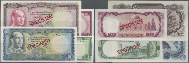 Afghanistan: set of 4 Specimen notes containing 50, 100, 500 and 1000 Afghanis P...