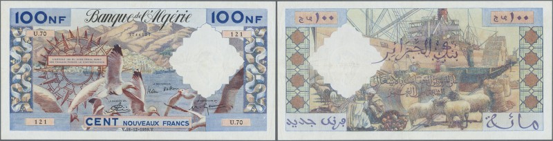 Algeria: 100 Nouveaux Francs 1959 P. 121a, used, probably pressed, pinholes at u...