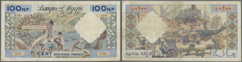 Algeria: 100 Nouveaux Francs 1961 P. 121b, strong paper, original colors, 2 smal...