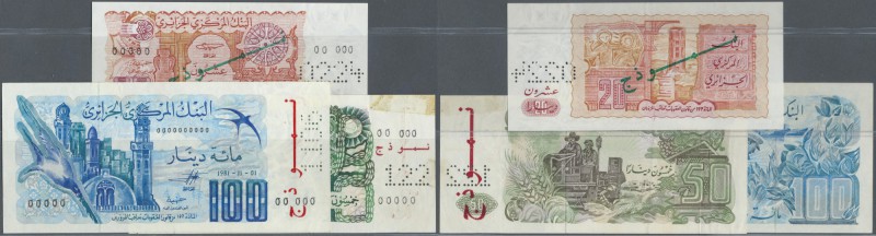 Algeria: set of 3 SPECIMEN notes containing 20 Dinars 1983 Specimen, 50 Dinars 1...