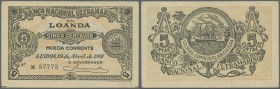 Angola: 5 Centavos 1918 P. 49, vertical fold, handling in paper, condition: VF+.