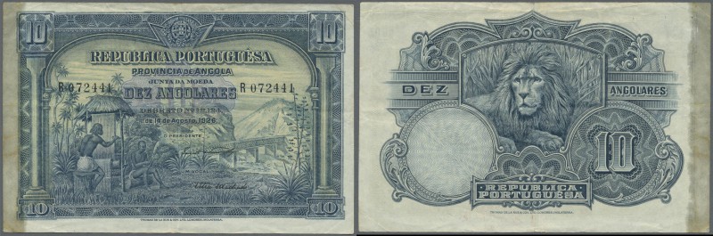 Angola: 10 Angolares 1926 P. 67, paper with original strongness and colors, a fe...