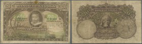Angola: Banco de Angola 20 Angolares 1927, P.73, larger taped tear at upper margin, stained paper and some folds. Condition: F/F-